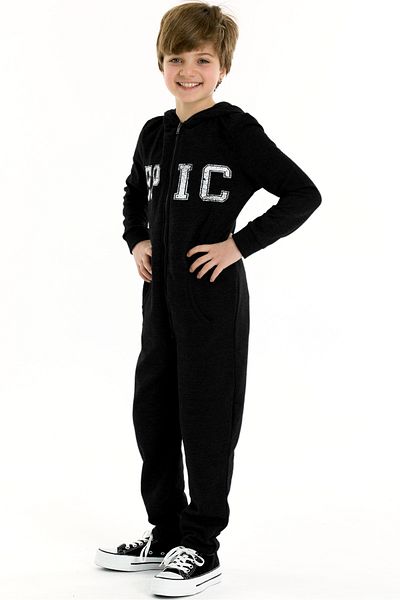 Kyron Boys' Overalls - Cotton, Pocket Detail, Zipper, Hood, Anthracite