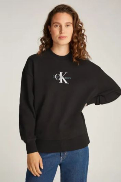Calvin Klein Kadın Logolu Sweatshirt - Siyah