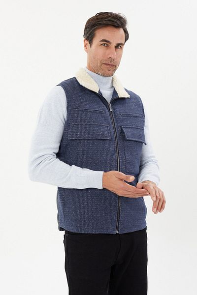 Tony Montana Plush Collar Detailed Sports Vest - 8090