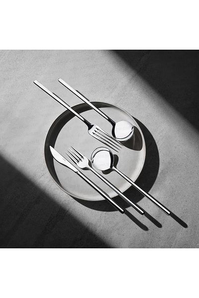Nehir Sofia Fork Spoon Knife Set - 24 Pieces Fork Spoon Knife Set Set 6 Seater