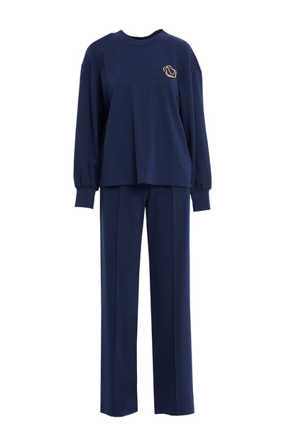 kı.we Arkası Düğme Detaylı Bisiklet Yaka Lacivert Takım