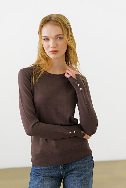 urban focus Crew Neck Sleeve Button Sweater