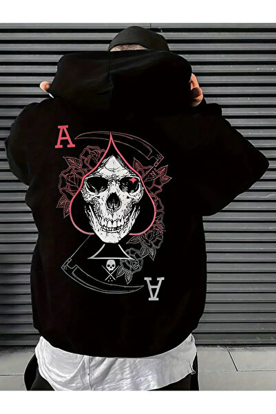 Sezon Ανδρικό φούτερ με στάμπα αλφάβητου, χαλαρή εφαρμογή, με κορδόνια και μπ...