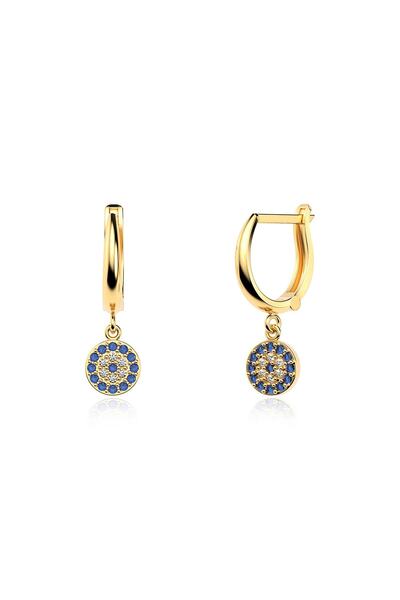 İNDİGO TAKI Küçük Nazar Boncuğu Altın Kaplama Gümüş Küpe