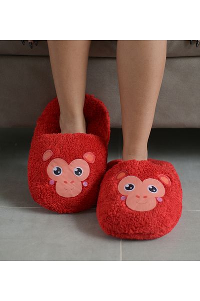 Pandamkee Loose Size Plush Slippers with Cute Animal Pattern