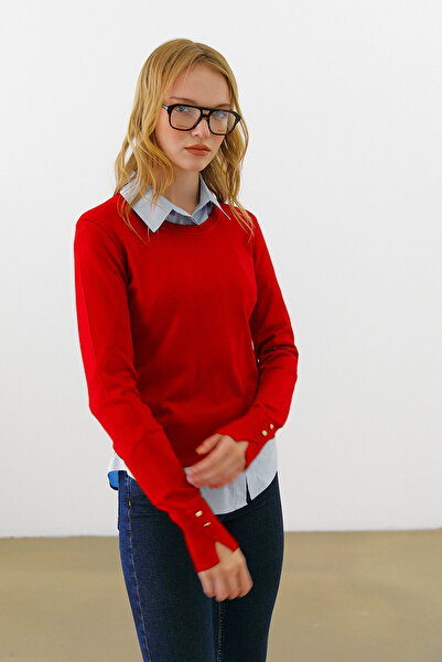 urban focus Crew Neck Sleeve Button Sweater