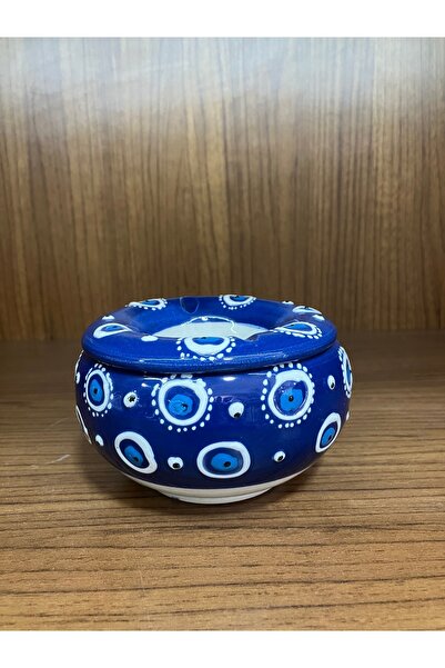Store Nazar Boncuklu Seramik El Yapımı Kapaklı Küllük B