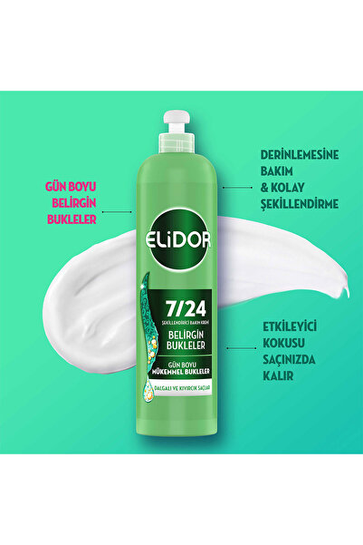 Elidor 7/24 Şekillendirici Saç Bakım Kremi Belirgin Bukleler Dalgalı ve Kıvırcık Saçlar 240 ml x2