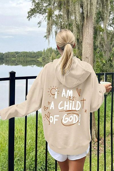 Moda Glo I Am A Child Of God Back Printed Oversize φούτερ