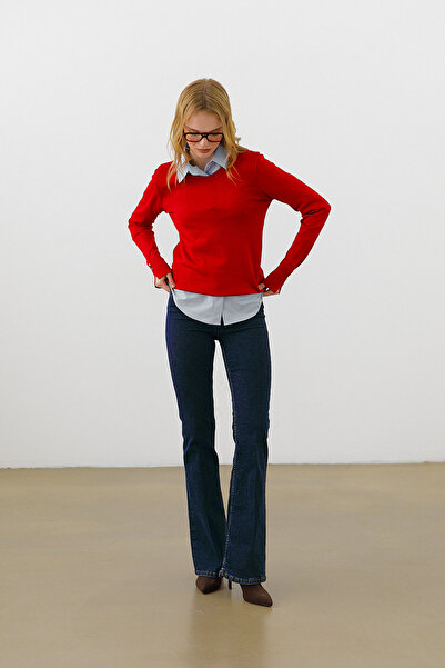 urban focus Crew Neck Sleeve Button Sweater