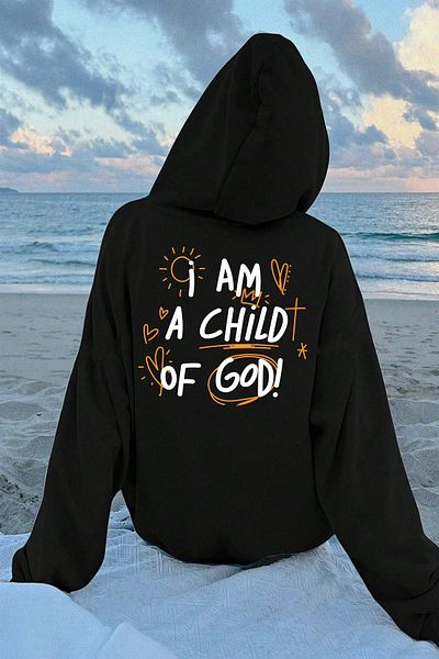 Moda Glo I Am A Child Of God Hanorac oversize imprimat pe spate