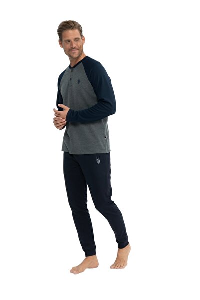 U.S. Polo Assn. U.s Polo Assn. Чоловічий піжамний комплект з круглим коміром і довгими рукавами