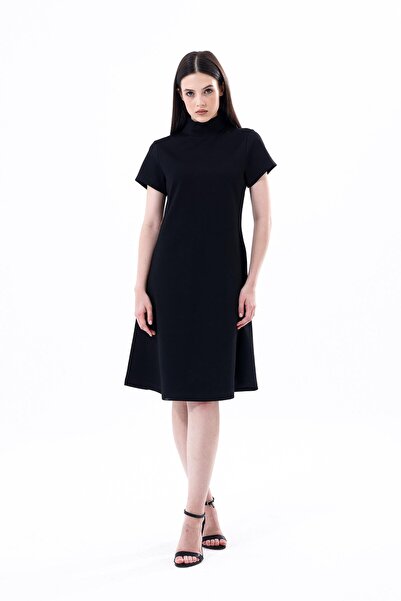 Edelle İnterlok Balıkçı Yaka Diz Üstü Elbise