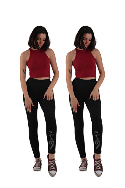 ASN concept طماق مطبوعة بالحجر الأسود 2 حزمة كبيرة