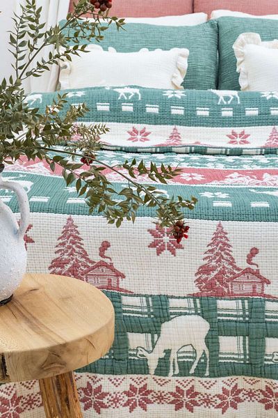 Meet MyNatural Muslin Quilt and Pillowcase New Year's Patterned Battal Size 240X260 cm