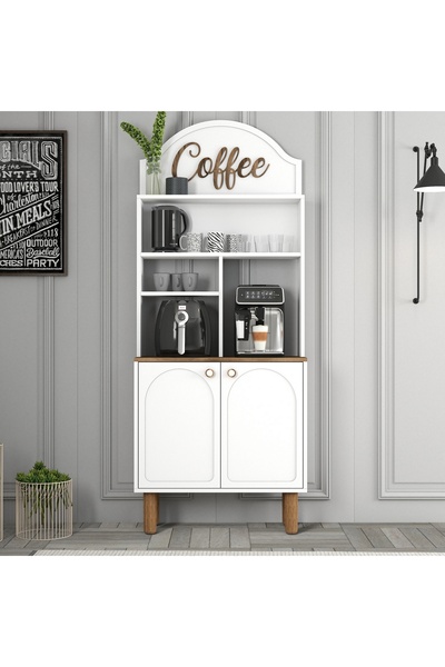 Variant Mobilya Bohem Kahve Köşesi Çok Amaçlı Dolap 80cm - Beyaz