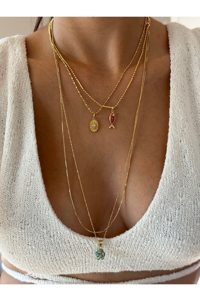 Sade Accessory Mavi Uçlu Uzun Zincirli Kolye