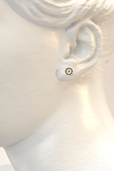 İNDİGO TAKI Küçük Nazar Boncuğu Çivi Altın Kaplama Gümüş Küpe