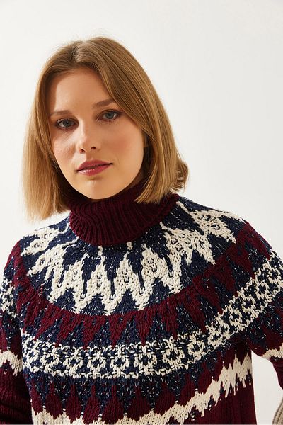 Bianco Lucci Pulover de damă din tricotaje raglan jacquard 20246206