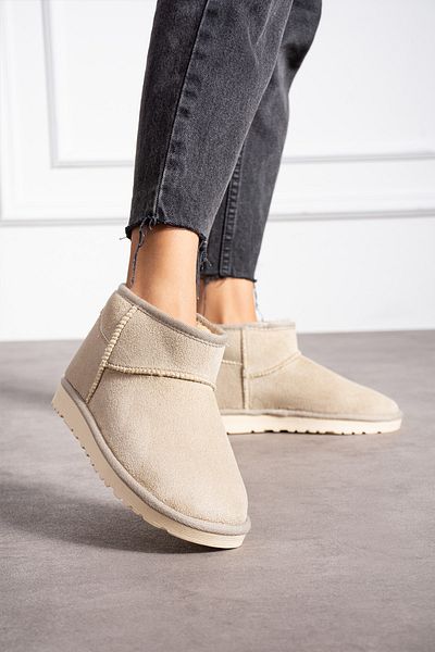 Victoria Shoes Μπεζ Μίνι Μποτάκια - Παιδικά Suede Μποτάκια, Μαλλιά Εσωτερικά