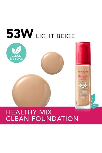 Bourjois Healthy Mix Serum Foundation - 53W - Light Beige, 30ml
