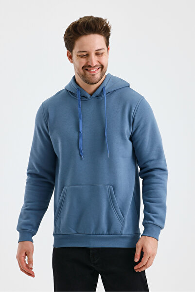 monox Erkek Kapşonlu 3 İplik Sweatshirt