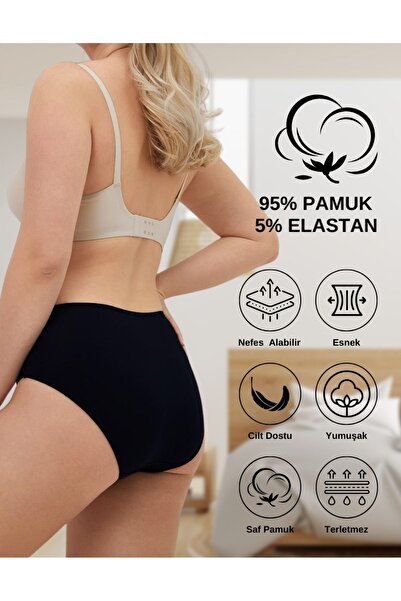 ALYA UNDERWEAR Kadın Pamuklu Bato \ Hipster Külot - 1 Adet Beyaz 1 Adet Siyah 1 Adet Ten 3'lü Paket