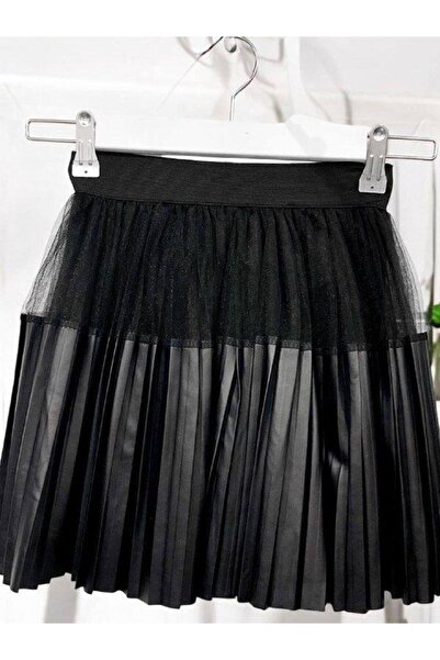 Zekids Fusta plisata din piele din tul pentru fete