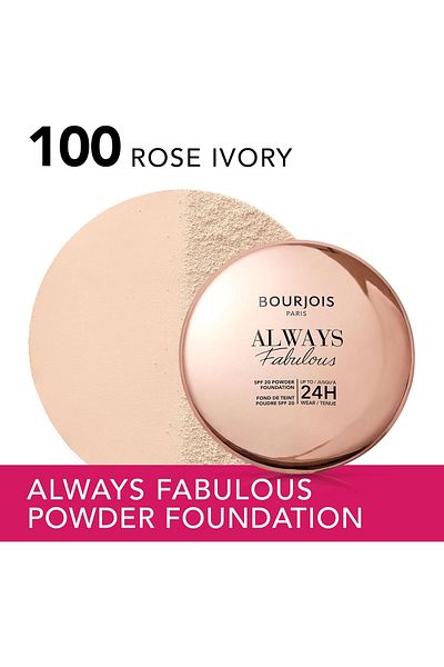 Bourjois Always Fabulous Powder Foundation - 100 - Rose Ivory, 7g