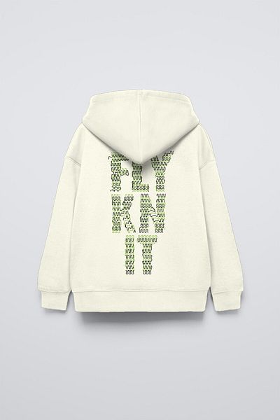 The Champ Clothing Παιδικό φούτερ με κρεμ κουκούλα, συλλογικό γράμμα πίσω Fly Kn It Written Oversize