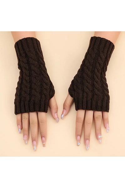 Dodemert Home Brown Knitted Fingerless Gloves