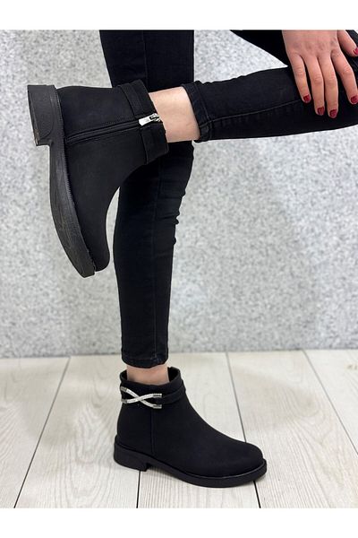 ayakkabiyolla Κοντές μπότες με λεπτομέρεια Black Cross Pearl