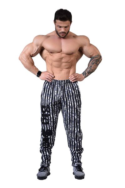 Big Sam Men's Blue Trousers Sweatpants Baggy Cut Skinny Leg