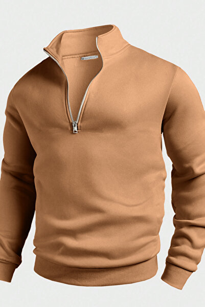 GHASSY CO. Ghassy Co. Чоловічий світло-сірий світшот з напівзастібкою та коміром-стійкою