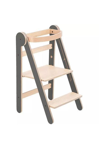 MAMATOYZ Turn de invatare pliabil MamaToyz Learning Tower din lemn, Gri