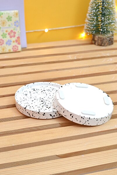 Bi' Dolu Dükkan White Round Coasters & Jewelry Plates & Desktop Organizer