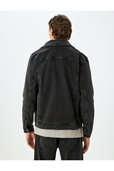 Koton Βαμβακερό Oversize Τζιν Μπουφάν - Λεπτομέρεια τσέπης με πτερύγια