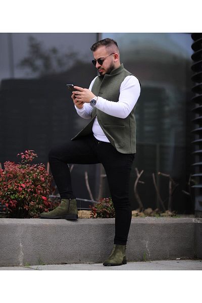 FMB Ticaret Italian Style Stamped Prevailing Collar Slim Fit Premium Vest
