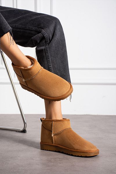 Victoria Shoes Γυναικείες μίνι μαύρες μπότες - Παιδικά σουέτ μποτάκια, με γούνα στο εσωτερικό