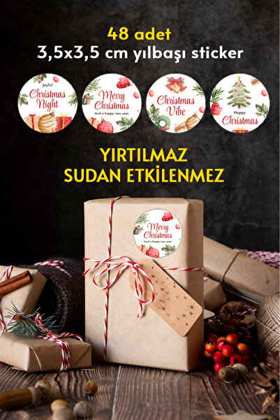 Yılbaşı Temalı Küçük Sticker Set4 - 48 Adet
