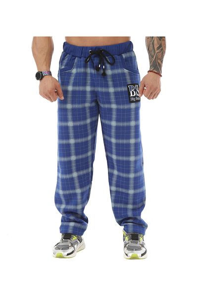 Big Sam Blue Plaid Winter Trousers Sweatpants 1069