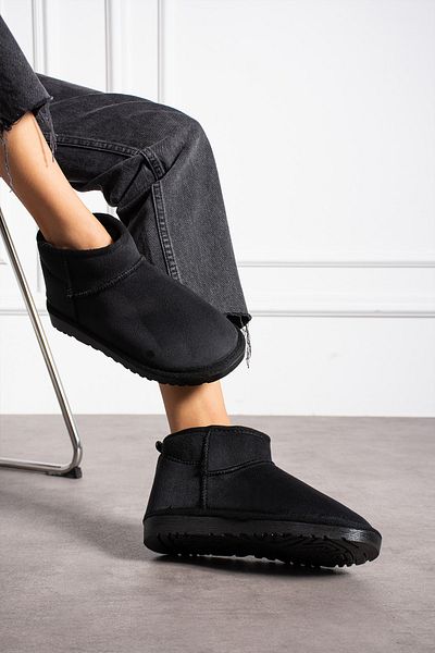 Victoria Shoes Women's Mini Boots - Kids Black Suede Ankle Boots with Feather Inside