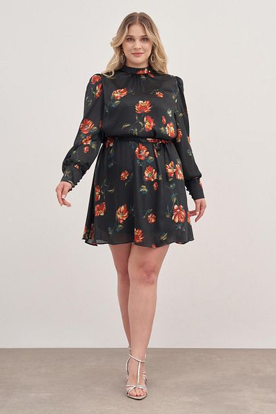 MYLİNE Lined Satin Girdle Detailed Dress