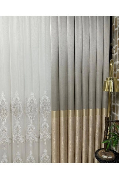 NİVEMESHOME Nivemeshome Inci V-191 - 1/3 Στενή κουρτίνα με φόντο πιέτες APM