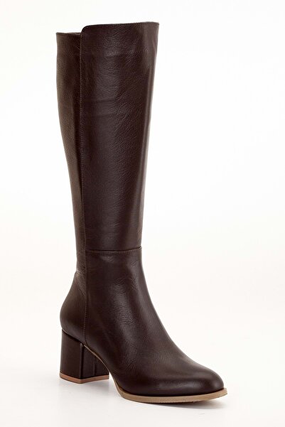 ANALİN SHOES Γυναικείες κομψές γόβες από γνήσιο δέρμα - καφέ