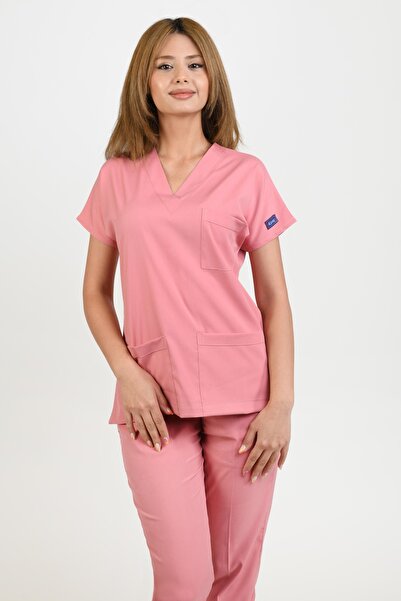 Kıraç Uniform Dr Greys Soft Likralı Gül Kurusu Doktor-Hemşire Forması Medikal...