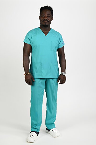 Kıraç Uniform Dr Greys Soft Likralı Benetton Yeşili Doktor-Hemşire Forması Me...