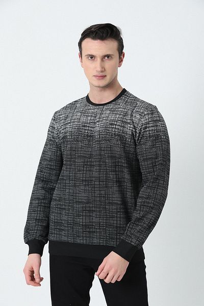 Brothers Jacquard de culoare degradată în dungi pentru bărbați - decolteu, potrivire confortabilă cu textura moale