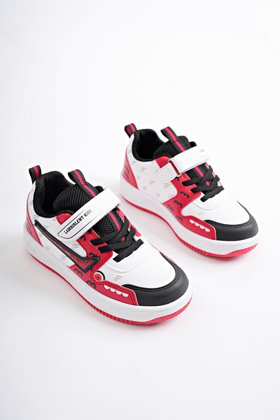 McDark Children's White Red Velcro School and Casual Shoes