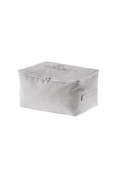 Madame Coco Çiçek Desen Baskılı Hurç - Gri - 30x22x18 cm